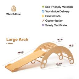 Baby First Christmas Gift - Climbing Arch With Cushion & Ramp Montessori Furniture, Rocker Pillow, Balance Board, Toddler Gym - thumbnail 4