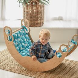 Baby First Christmas Gift - Climbing Arch With Cushion & Ramp Montessori Furniture, Rocker Pillow, Balance Board, Toddler Gym - thumbnail 2