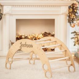 Baby First Christmas Gift - Climbing Arch With Cushion & Ramp Montessori Furniture, Rocker Pillow, Balance Board, Toddler Gym - thumbnail 3