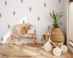 Woodland Trees - Vinyl Wall Decals Irregular Hand Drawn Stickers Wilderness Forest Wild Pine Baby Boy Nursery Kids Room D??cor