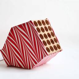 Handcrafted Table Lamp Made With Cork & Cotton Paper Beautiful Red Geometric Pattern. Sustainable & Minimalist Lighting Design - thumbnail 2