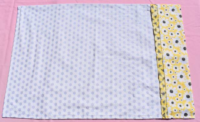 Yellow & White Bee Pillowcase With Flower Cuff Honeycomb Pattern - image 1