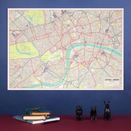 Canvas Map Of London Print - Free Shipping, Gift For Him, Her, World Map, Wall Decor, Push Pin Map - thumbnail 1