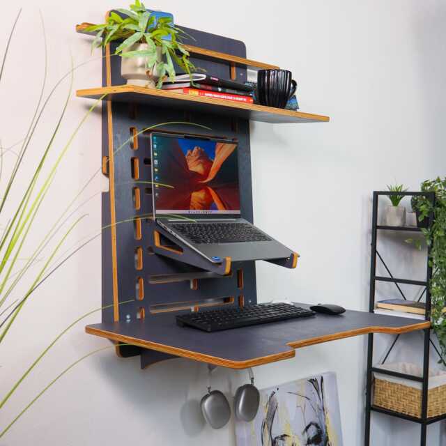Wall Mounted Standing Desk Adjustable Height, Space Saving, Modern Office - image 1