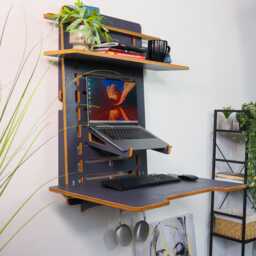 Wall Mounted Standing Desk Adjustable Height, Space Saving, Modern Office - thumbnail 1