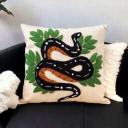 Handmade Snake Punch Needle Pillow Cover Embroidered Cushion - thumbnail 1