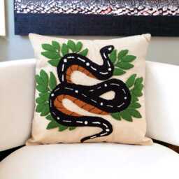 Handmade Snake Punch Needle Pillow Cover Embroidered Cushion - thumbnail 3