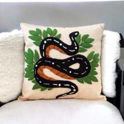 Handmade Snake Punch Needle Pillow Cover Embroidered Cushion - thumbnail 2