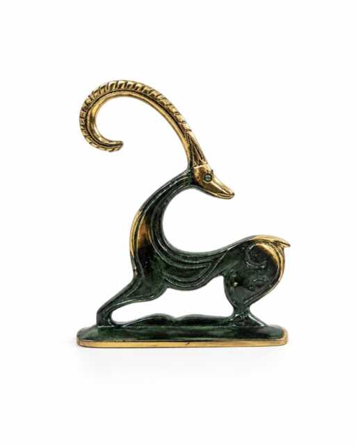 Brass Sitting Deer Figurine, Bronze Sculpture, Handmade Wildlife Statue, Nature Lover Gift, Rustic Shelf & Office Decor - image 1