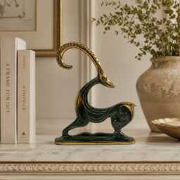 Brass Sitting Deer Figurine, Bronze Sculpture, Handmade Wildlife Statue, Nature Lover Gift, Rustic Shelf & Office Decor - thumbnail 3