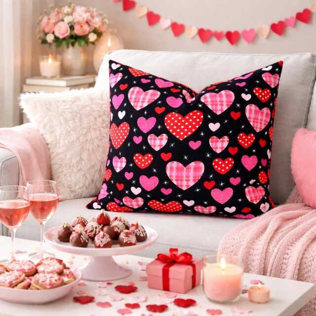 Valentine's Pillow Cover, Heart Covers, Throw Pillow, Day Pillow Sweetheart Red & Pink Hearts - image 1