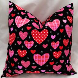 Valentine's Pillow Cover, Heart Covers, Throw Pillow, Day Pillow Sweetheart Red & Pink Hearts - thumbnail 2