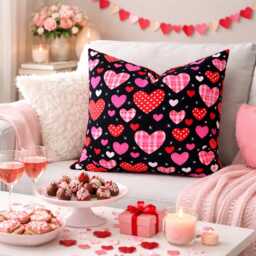 Valentine's Pillow Cover, Heart Covers, Throw Pillow, Day Pillow Sweetheart Red & Pink Hearts - thumbnail 1