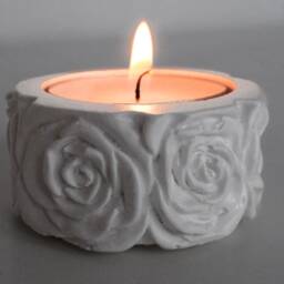 Handmade Small White Rose Detail Tealight Holders, Jewellery Holder Gift Set - thumbnail 2