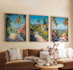 Set Of 3 Los Angeles Posters, California Usa Travel Prints, La City Wall Art Sets, Sunset Boulevard Poster Decor, Coastal Print Gift - thumbnail 1