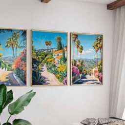 Set Of 3 Los Angeles Posters, California Usa Travel Prints, La City Wall Art Sets, Sunset Boulevard Poster Decor, Coastal Print Gift - thumbnail 3