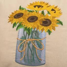 Embroidered Pillow Cover-Sunflowers in A Mason Jar - thumbnail 2