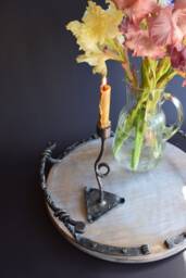 Hand Forged Candle Holder, Minimalist Steel Candlestick, Housewarming Decor - thumbnail 1