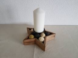 Wooden Star With Jute Balls & Candle Holder - thumbnail 1