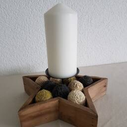 Wooden Star With Jute Balls & Candle Holder - thumbnail 3