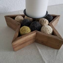 Wooden Star With Jute Balls & Candle Holder - thumbnail 4