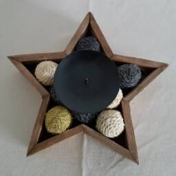 Wooden Star With Jute Balls & Candle Holder - thumbnail 2
