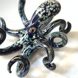 Blown Glass Octopus Sculpture Nautical Art Decor, Ocean Collectable - thumbnail 2