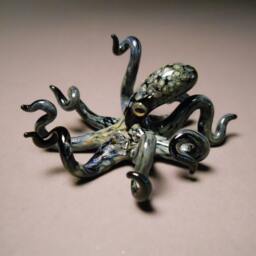 Blown Glass Octopus Sculpture Nautical Art Decor, Ocean Collectable - thumbnail 3