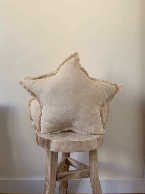 Cream Muslin Star Pillow Kids Room Decor - image 1