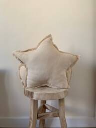 Cream Muslin Star Pillow Kids Room Decor - thumbnail 1