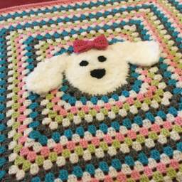 Adorable Granny Square Blanket in Pink, Lime, White, Gray & Blue - Perfect For New Baby Shower - thumbnail 4