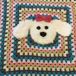 Adorable Granny Square Blanket in Pink, Lime, White, Gray & Blue - Perfect For New Baby Shower - thumbnail 3