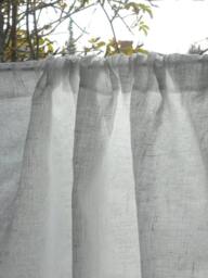 White Linen Kitchen Cafe Curtain Rustic Lace Trim, French Shabby Chic - thumbnail 3