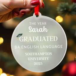 Graduation Christmas Ornament - Frosted Acrylic Circle Keepsake Gifts For Her Him With Red Bag - thumbnail 2