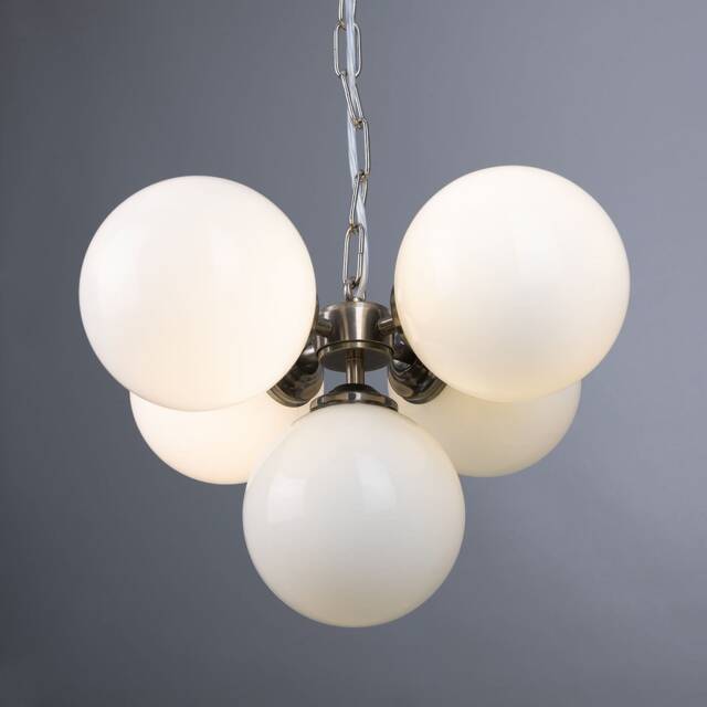 Yaounde Small Opal Globe Chandelier, Five Light - image 1