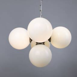 Yaounde Small Opal Globe Chandelier, Five Light - thumbnail 2