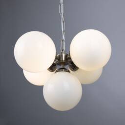 Yaounde Small Opal Globe Chandelier, Five Light - thumbnail 1
