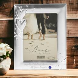 "Personalised Sapphire Anniversary Silver Plated Photo Frame With Crystal Gem - Gift 5"" X 7"