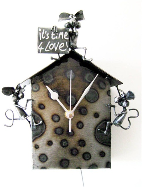 "Mouse Pendulum Clock With Mice Blowing Kisses Reminding You That ""Its Time For Love" - image 1