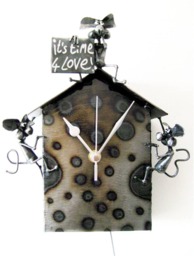 "Mouse Pendulum Clock With Mice Blowing Kisses Reminding You That ""Its Time For Love"