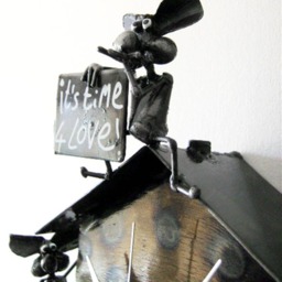 "Mouse Pendulum Clock With Mice Blowing Kisses Reminding You That ""Its Time For Love" - thumbnail 2