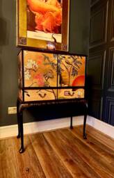 Vintage Chinoiserie Drinks Cabinet - Wine Bar - Refinished Oriental Bar, Made To Order Small Space - thumbnail 1