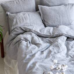 Linen Duvet Cover Set With Pillow Covers - Bedding Queen King Twin Custom Sizes Farmhosue Bed Linens Stonewashed - thumbnail 2