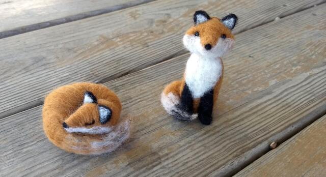 Needle Felted Sleeping Fox Or Sitting - image 1