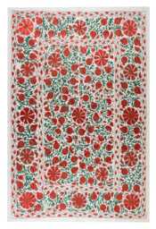 Suzani 6.2 X8.2 Feet In, Boho Wall Decor. Needlework Art. Embroidered Hanging. Modern Tapestry