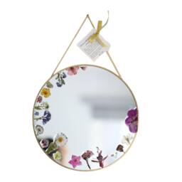 Wall Hanging Mirror Circle 30cm Real Dried Flowers Home Decor Botanical Stylish Nature Inspired Geometrical Minimalist Design Floral Wallart - thumbnail 1