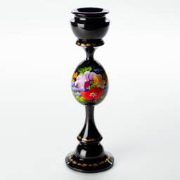 Hand Painted Candlestick Holder Ukrainian Petrykivka Floral Art S041 - thumbnail 3