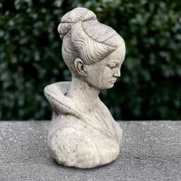 Concrete Woman Bust Sculpture Cement Face Statue Stone Head Figurine Face Lover Gift Handmade Decoration Modern Art Lover Yard - thumbnail 2