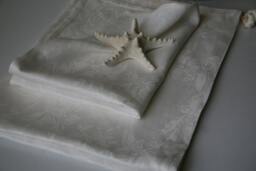 Linen White Damask Jacquard Design Towel With Rose Design/ Bath Hygge Organic/ Beach Towel/Hand Towel/ Eco-Friendly Linen - thumbnail 1