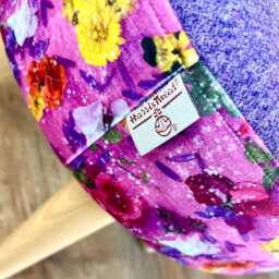Pink Floral Velvet Footstool With Lilac Harris Tweed - thumbnail 2